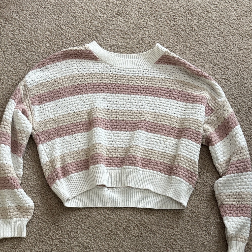 Hollister Cream and neutrals Striped Sweater